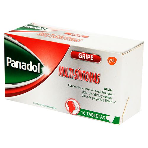 Panadol gripe multisíntomas caja 16 tabletas - Precio indicado por caja