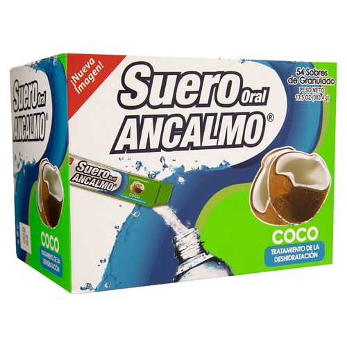 Suero oral Ancalmo sabor coco caja 54 sobres - Precio indicado por sobre