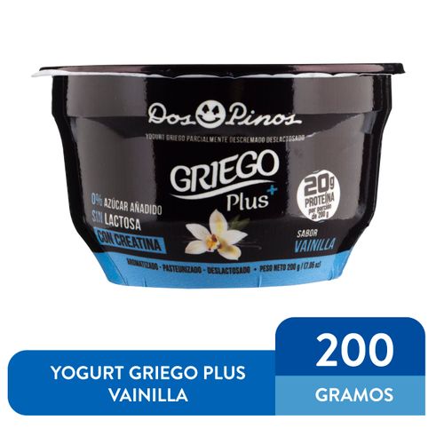 Yogurt Griego Dos Pinos Plus Vainilla, 0% Azúcar Añadido, Sin Lactosa - 200g