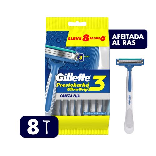 Rasuradora Desechable Gillette Prestobarba Ultragrip3 , 8 Uds
