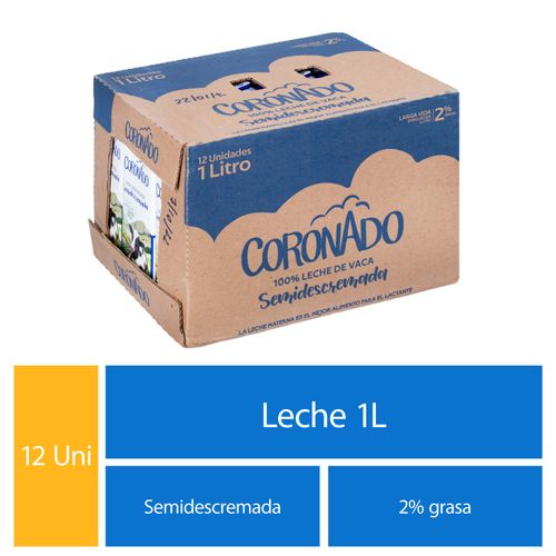 12 Pack Leche Coronado Liquido Semidescremada - 12000Ml