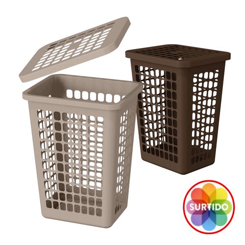 Canastón Rectangular Guateplast Con Tapa, 55Lt