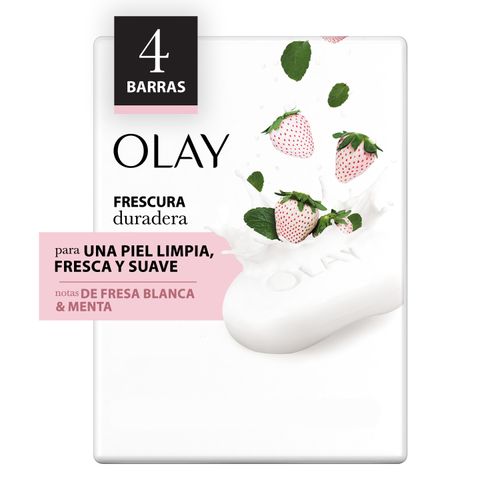 Jabón En Barra Olay White Strawberry & Mint Beauty Con Vitamina B3 4 Pack - 90g