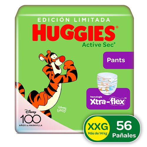 Pañales Huggies Active Sec Pants Etapa 5/XXG Xtra-Flex, Más De 14kg - 56 unidades