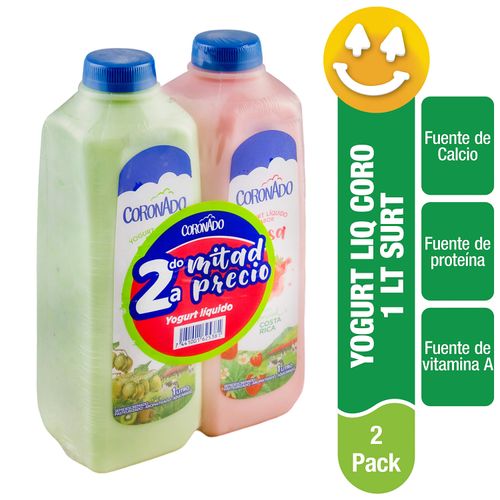Yogurt Coronado Fresa Y Kiwi 2 Pack - 1Lt