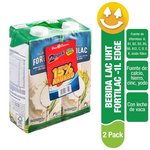 2 Pack Bebida Dos Pinos UHT Fortilac -1000ml