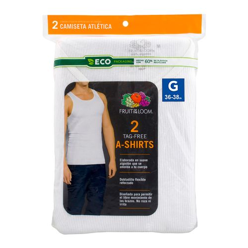 Playera Marca Fruit Of The Loom Tirantes Color Blanco 2 Pack Talla L