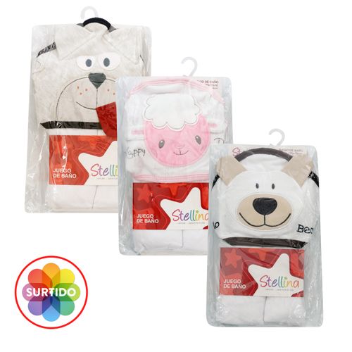 Juego De Baño Para Bebé Stellina Color blanco Con azul Y Blanco Con Café, Talla Única