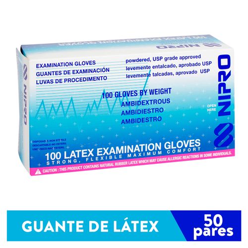 Guante De Látex Nipro Large 50 Pares, Precio indicado por caja