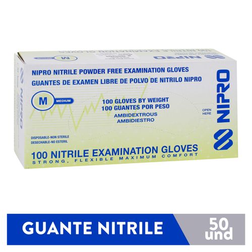 Guante Nitrilo Nipro Medium 50 Pares, Precio indicado por caja