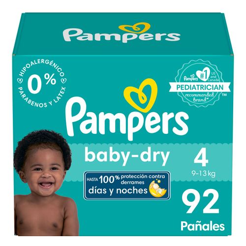 Pañales Pampers Baby-Dry, Talla 4 -92 Uds