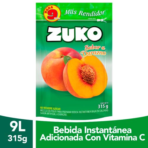 Bebida En Polvo Instantánea Marca Zuko Sabor Durazno, Con Vitamina C -315g