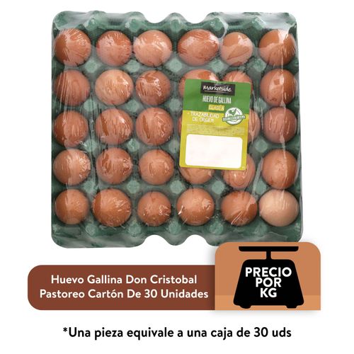 Huevo Gallina Marketside Pastoreo Cartón De 30 Unidades, Precio Indicado Por Kilo