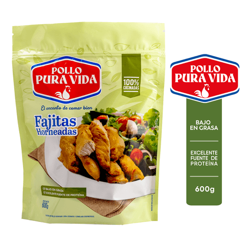 Fajitas horneadas Pollo Pura Vida bajo en grasa - 600 g