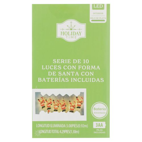 Serie de 10 luces Holiday Time, con forma de Santa Claus
