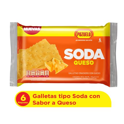 Galleta Pozuelo Tipo Soda Sabor Queso 6 Pack - 150g