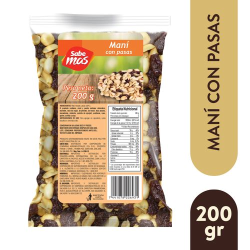 Maní Sabemas Con Pasas - 200 g