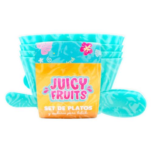 Platos Y Cuchara Juicy Fruits Para Helados Set -  8 Pzas