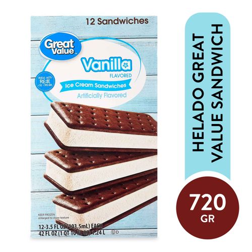 Helado Great Value Sándwich 12 Uds - 720 g