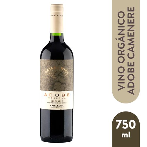 Vino tinto Adobe reserva carmenere organic wine botella - 750 ml