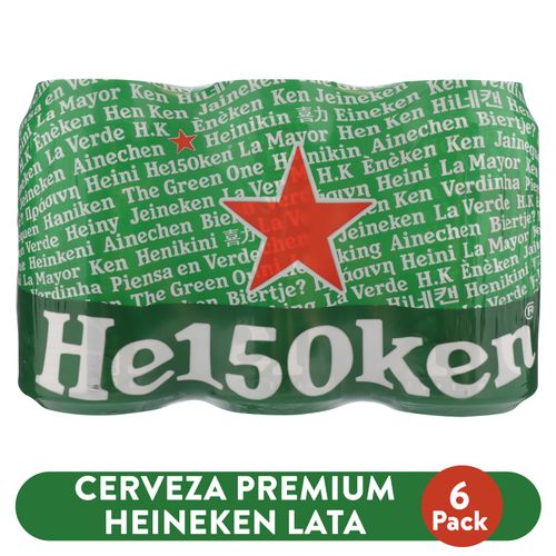 6 Pack Cerveza Premium Heineken lata 355ml