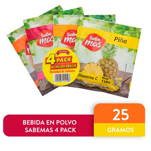 Bebida en polvo Sabemas sabor piña 4 pack - 100 g