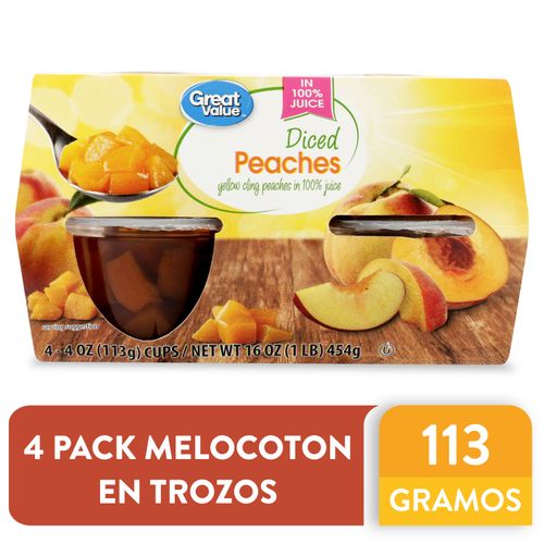 Melocotón Great Value En Trozos 4 Pack - 454 g