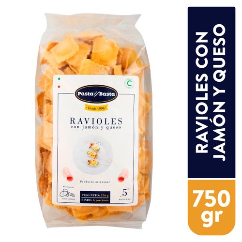 Ravioles Pasta Y Basta Jamón Queso -750gr