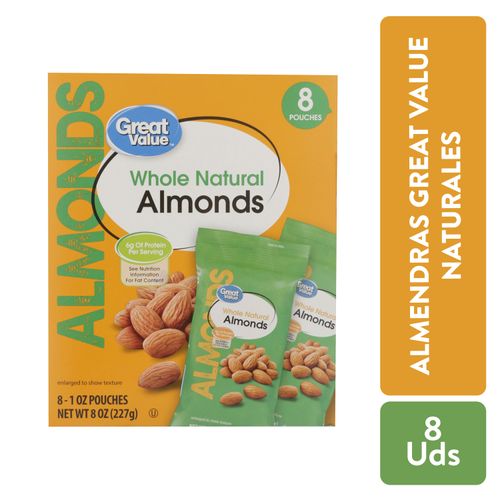 Almendra Great Value natural 8 pack - 227 g