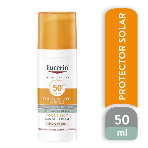 Crema facial Eucerin con color y protección solar tono medio FPS 50 - 50 ml