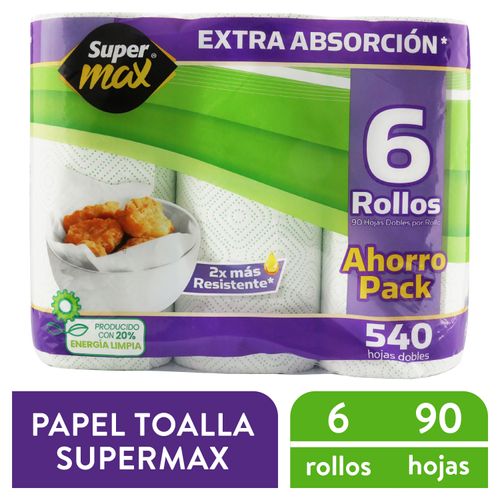 Toalla Cocina Supermax Premium 90H 6 Rollos