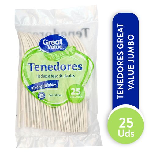 Tenedor Great Value Desechables Jumbo 25 unidades