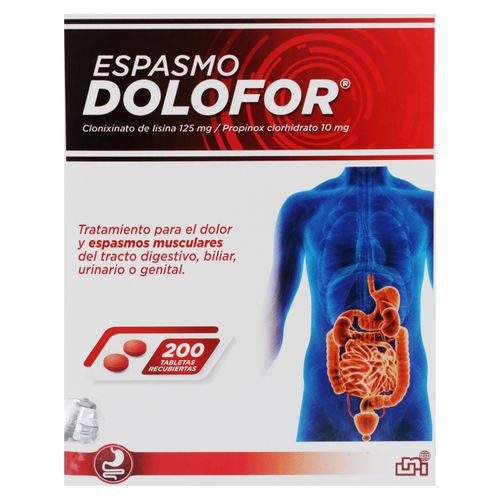 Espasmo dolofor caja 200 tabletas - Precio indicado por tableta