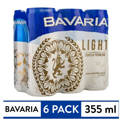 6 Pack Cerveza Bavaria Light Sleek Lata 350ml