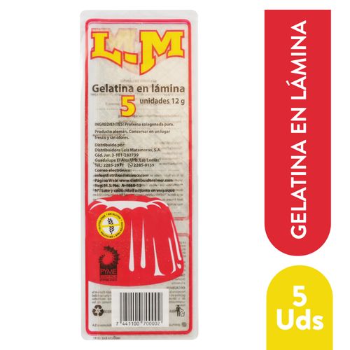 Gelatina en lámina L-M 5 Uds - 12 g