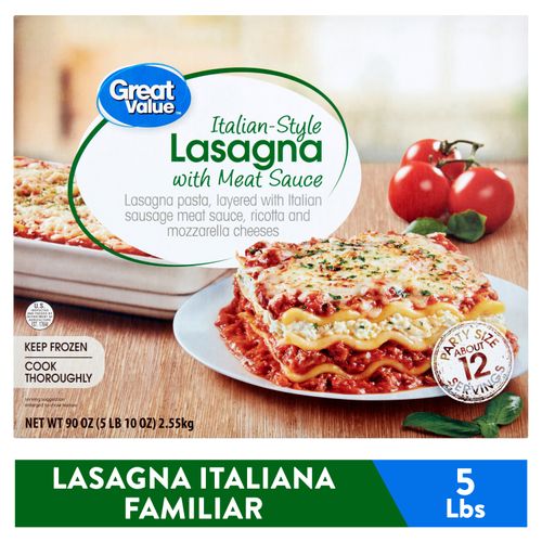 Lasagna Great Value Italiana Familiar - 2550 g