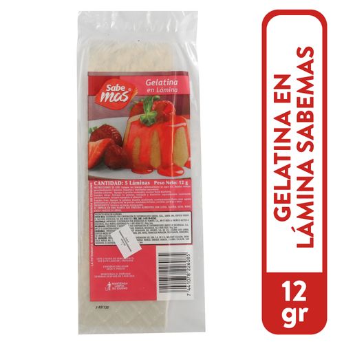 Gelatina Sabemas en laminas - 12 g