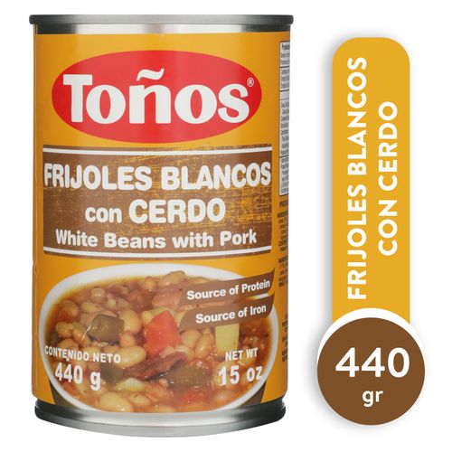 Frijol Toños entero blanco con cerdo - 440 g