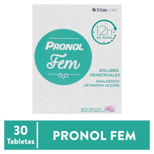 Pronol Stein fem 12 horas caja 30 tabletas - Precio indicado por tableta