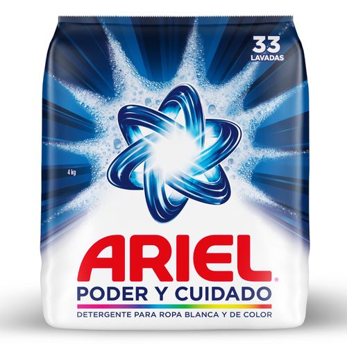 Detergente En Polvo Ariel Poder Y Cuidado Para Ropa Blanca Y De Color - 4 kg