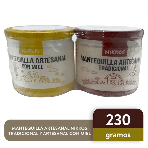 Mantequilla Artesanal Nikkos Tradicional Y Artesanal Con Miel - 230g