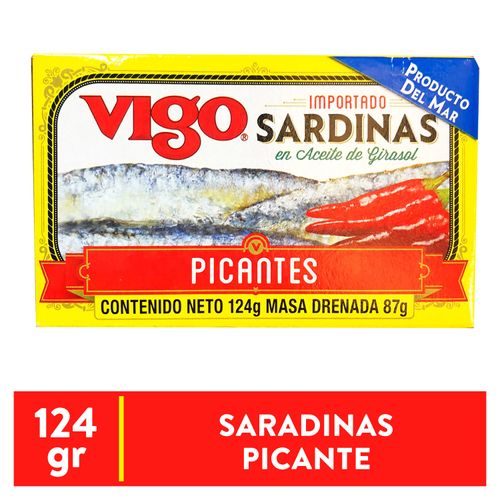 Sardinas Vigo en aceite de girasol picante - 124 g
