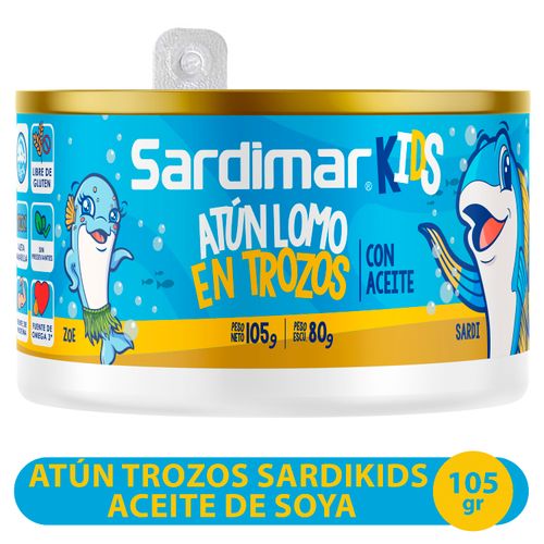 Atún Trozos Sardikids, Aceite de soya -105g