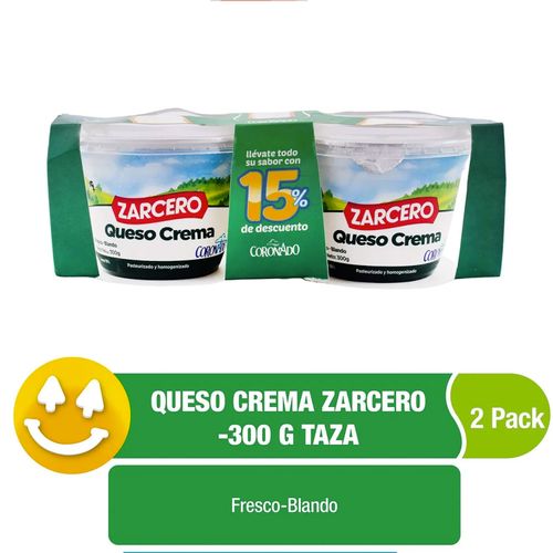 Queso crema Zarcero pasteurizado y homogenizado 2 pack - 600 g