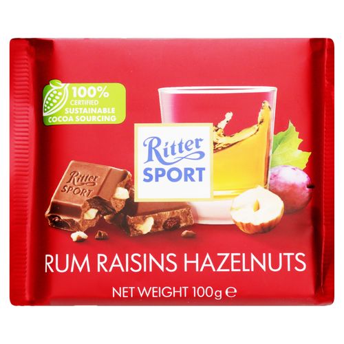 Chocolate Ritter ron pasas y avellana - 100 g