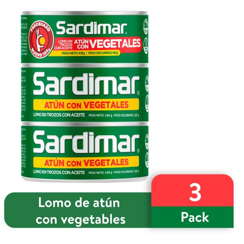 Atún Sardimar vegetales en aceite 3 pack - 385 g