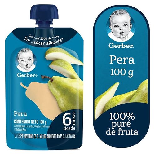 Colado Gerber De Pera Pouch Sin Azúcar Añadida - 100 g