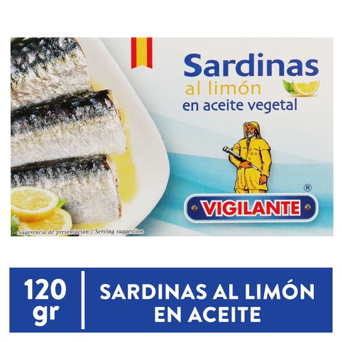 Sardinas Vigilante al limón en aceite vegetal - 120 g