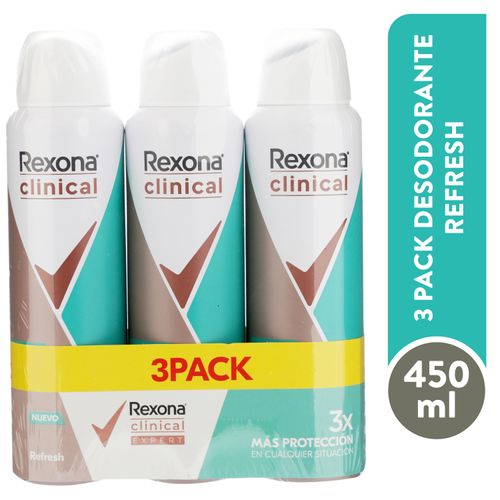 Desodorante Rexona Clinical Spray Refresh 3 Pack -450 ml