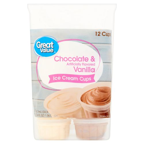 Helado Great Value Sabor Chocolate Y Vainilla En Copa 12 Pack - 1.06 L